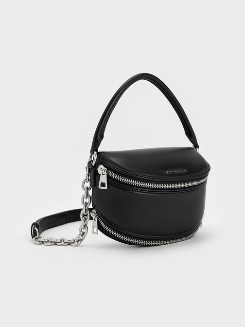 Saskia Multi-Zipped Crossbody Bag, Noir, hi-res