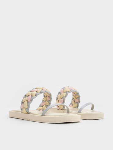 Braided-Strap Flatform Sandals, Multi, hi-res