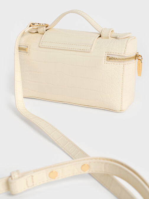 Arwen Croc-Effect Top Handle Vanity Bag, Cream, hi-res