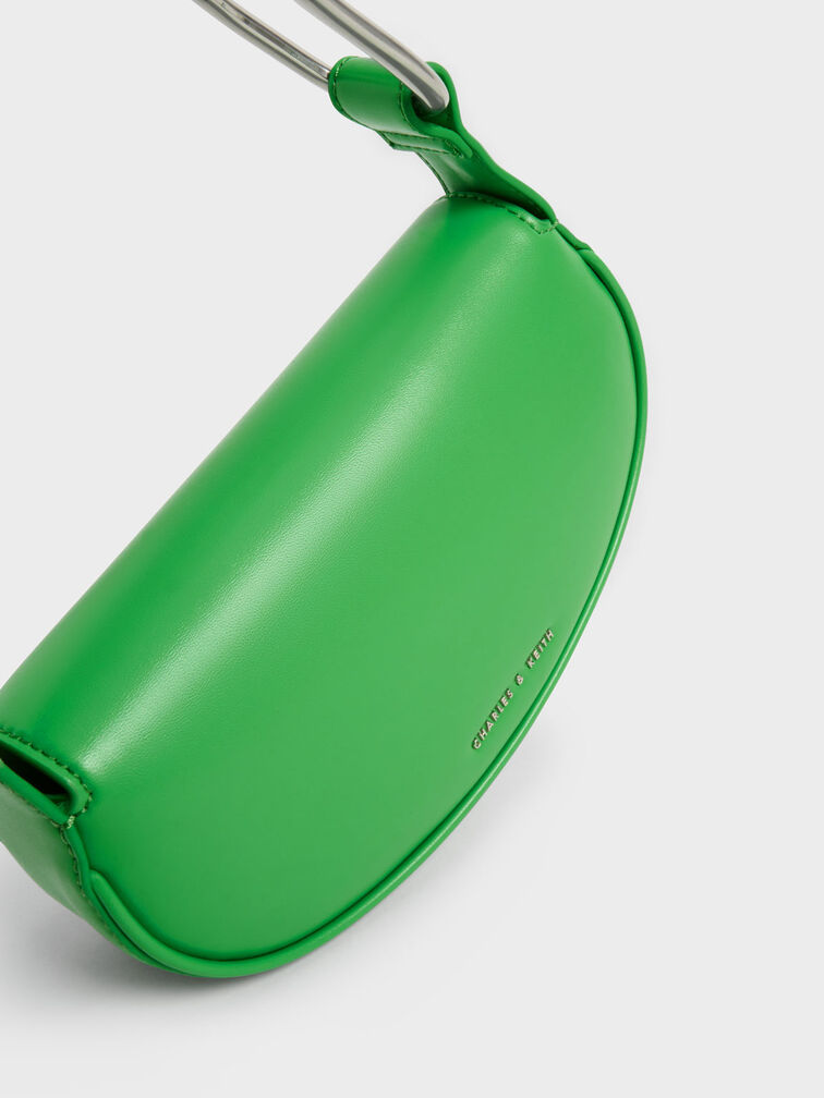 Bolso curvo con solapa frontal, Verde, hi-res