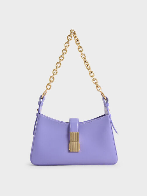 Chain Handle Shoulder Bag, Lilac, hi-res