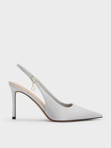 Satin Teardrop-Crystal Stiletto-Heel Slingback Pumps, Silver, hi-res