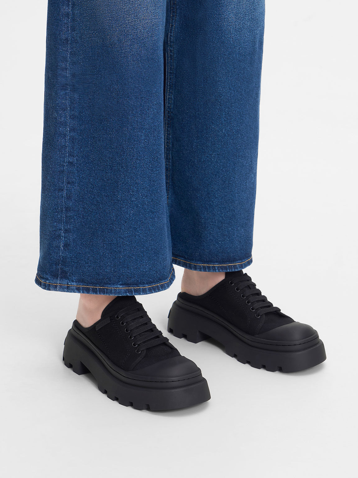 Black Indra Canvas Slip On Sneakers CHARLES KEITH ZA