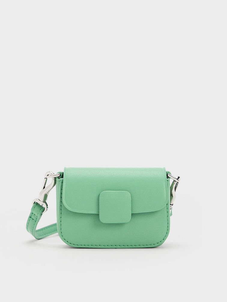 Micro Bolso Cuadrado Koa con Botón a Presión, Verde, hi-res