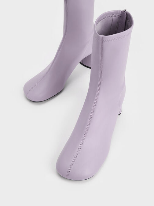 Round-Toe Zip-Up Ankle Boots, Lilac Grey, hi-res