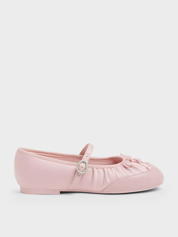Sapatilhas Mary Jane Infantil em Cetim com La&ccedil;o, Rosa, hi-res