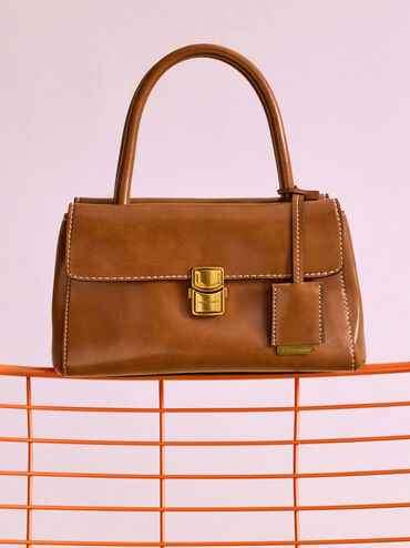 Mala Tote Acelynn com corrente tipo corda, Distressed Tan, hi-res