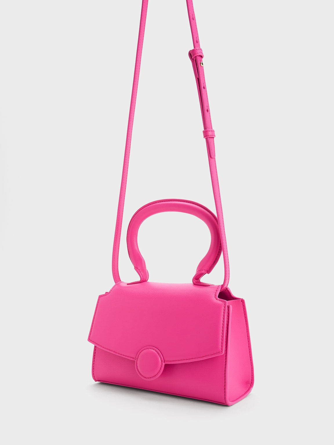 Clover Curved Handle Bag, Fuchsia, hi-res