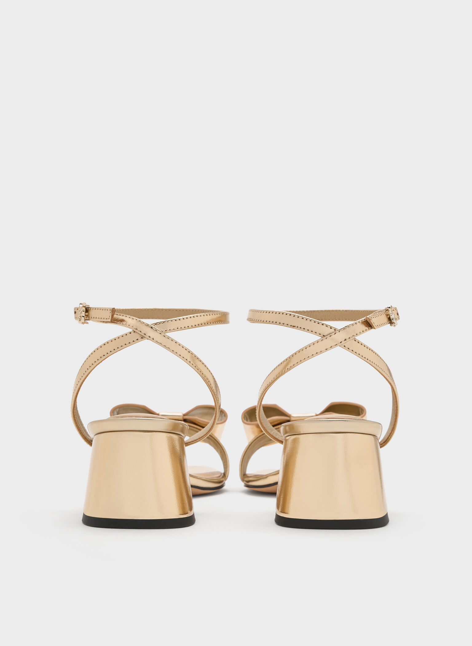 Lu Metallic Leather Bow Heeled Sandals, Gold, hi-res