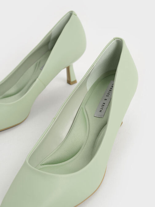 Pointed Kitten Heel Pumps, Sage Green, hi-res