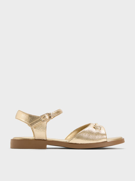 Girls' Erinna Metallic-Accent Sandals, Gold, hi-res