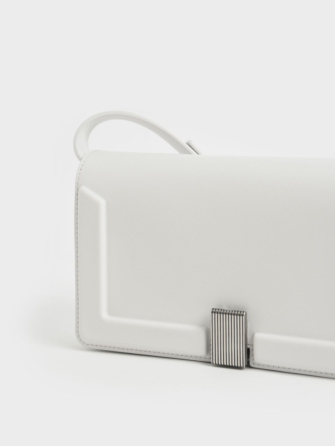 Edna Turn-Lock Shoulder Bag, White, hi-res