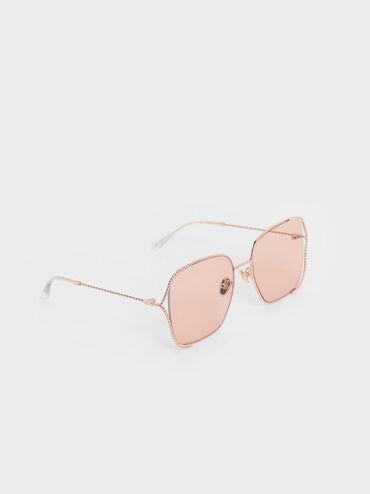 Tinted Butterfly Sunglasses, Rose Gold, hi-res