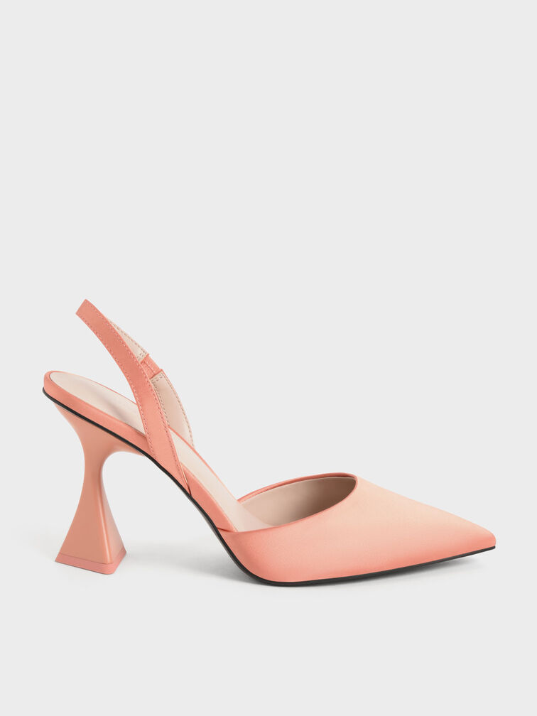 Recycled Polyester Slingback Pumps, Peach, hi-res