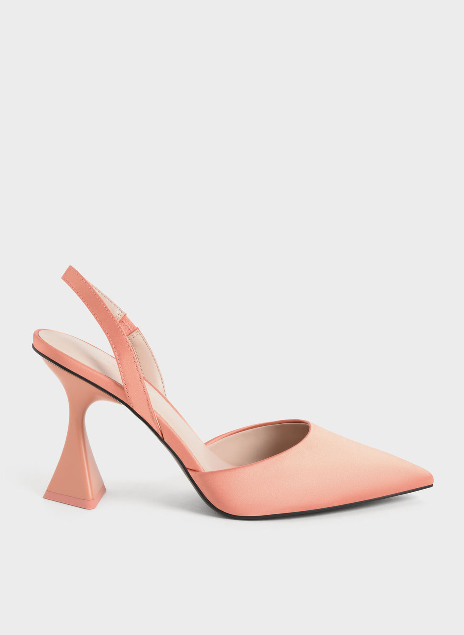 Recycled Polyester Slingback Pumps, Peach, hi-res