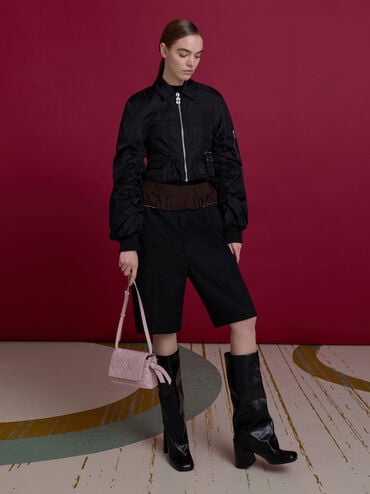 Ivette Recycled Suede Woven Crossbody Bag, Cotton Candy Pink, hi-res