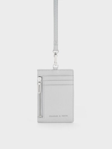 Twilia Side-Zip Card Holder, Light Grey, hi-res