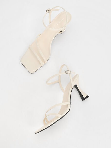 Sandalias de tiras con tacón trapezoidal, Blanco tiza, hi-res
