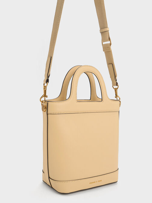 Bolso bombonera Bronte con asa superior, Beige, hi-res