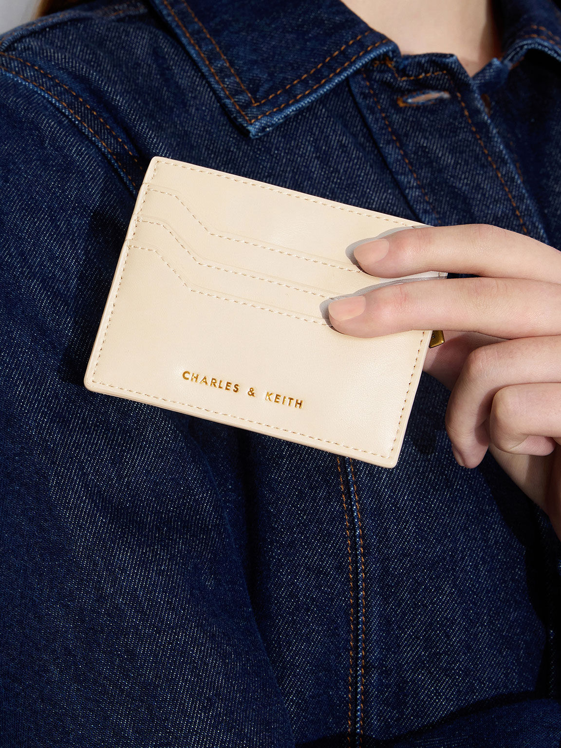 Geometric Multi-Slot Cardholder, Cream, hi-res