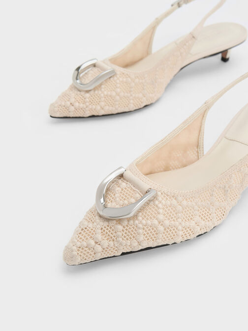 Gabine Patterned Slingback Pumps, Cream, hi-res