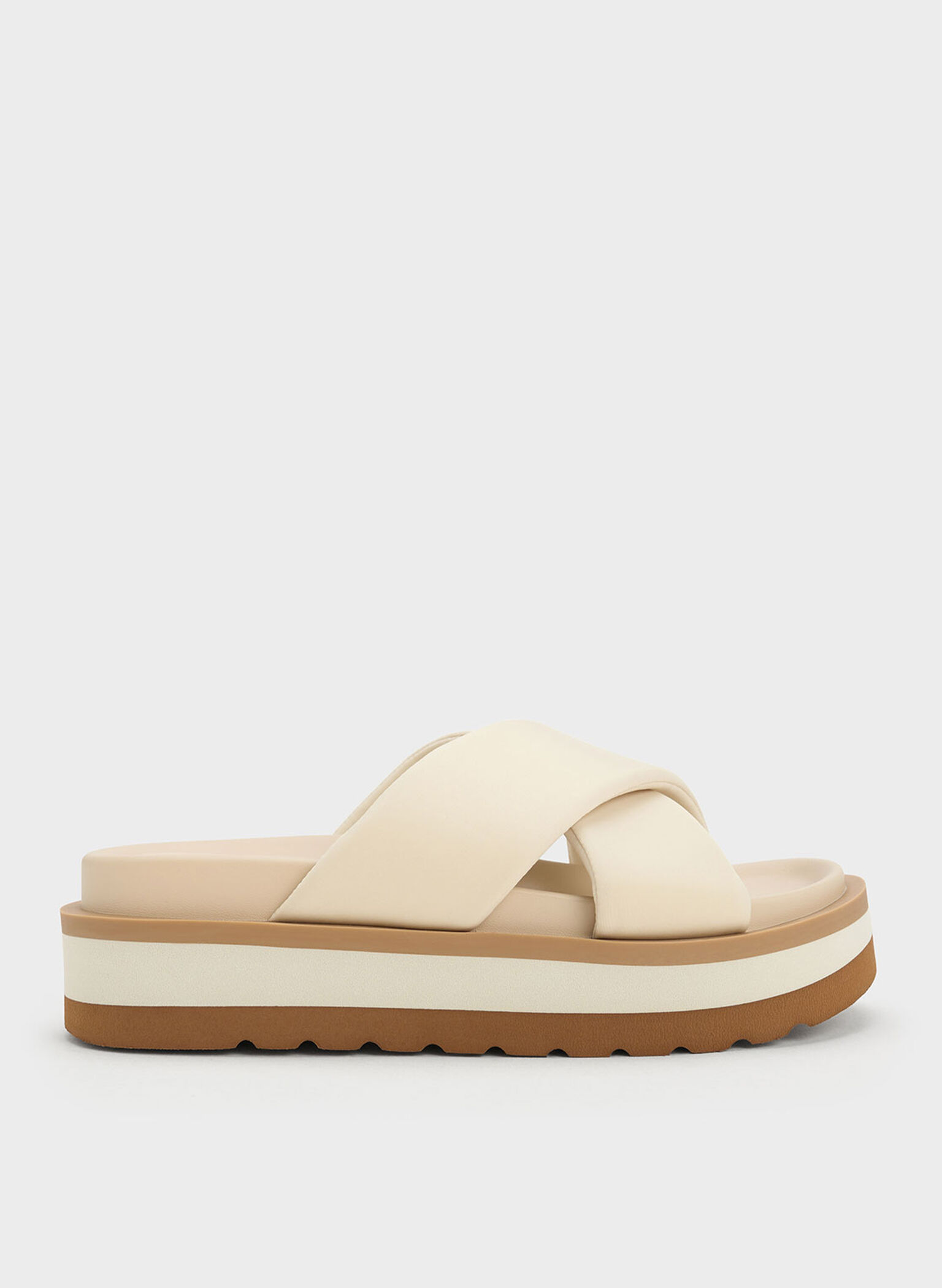 Sandalias slip-on de plataforma cruzadas, Blanco tiza, hi-res