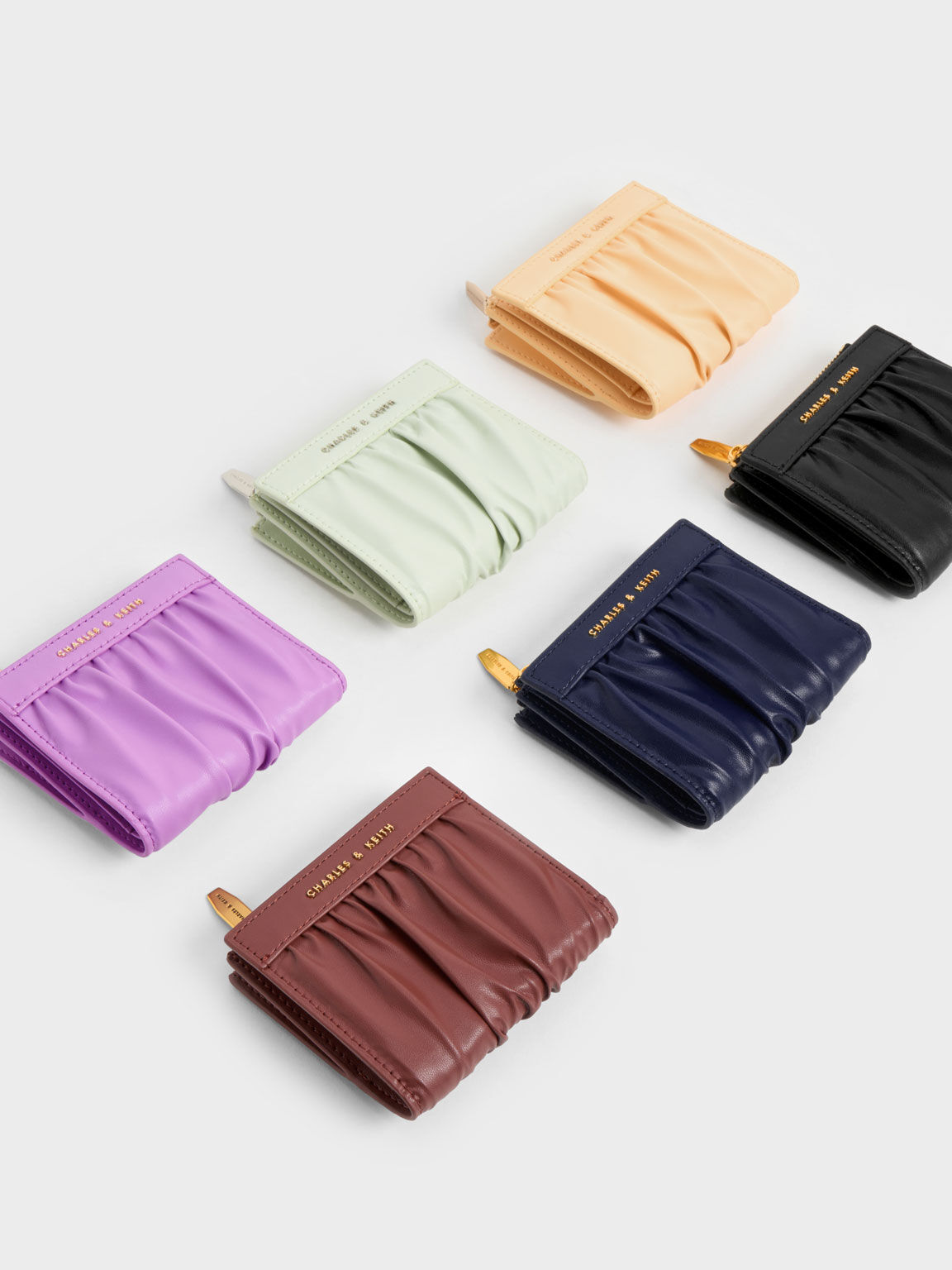 Ruched Short Wallet, Mint Green, hi-res