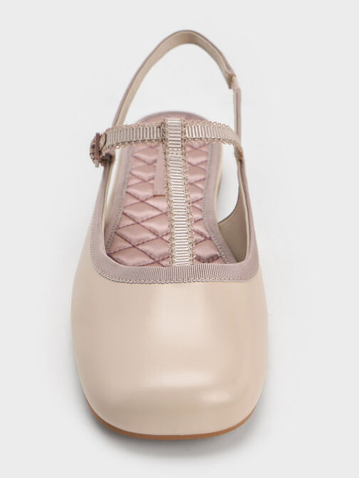 T-Bar Mary Jane Slingback Flats, Nude, hi-res