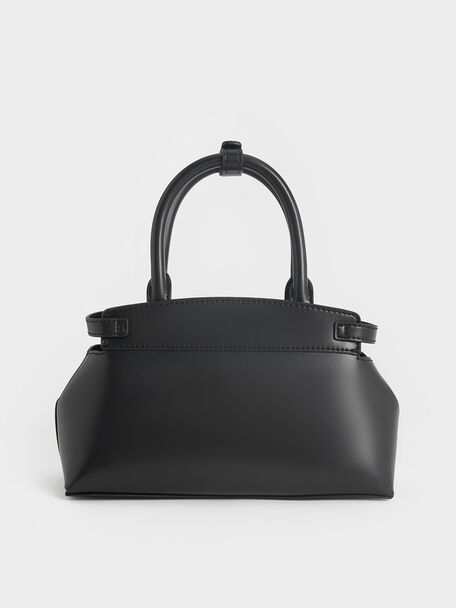 Bolso alargado Aurelia con detalles metálicos, Negro, hi-res