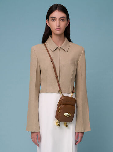 Calliope Double Pocket Crossbody Bag, Chocolate, hi-res