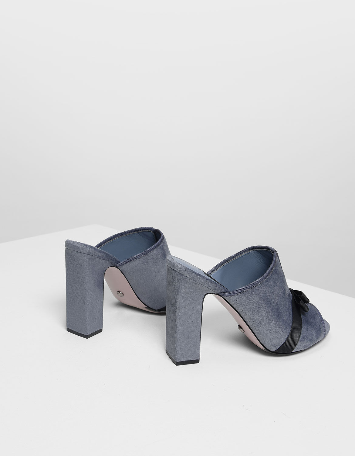 blue velvet mules