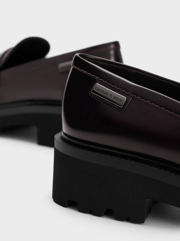 Remy Covered Ridge-Sole Loafers, Burgundy, hi-res