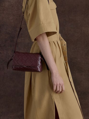 Bolsa transversal Ivette Woven, Wineberry Red, hi-res