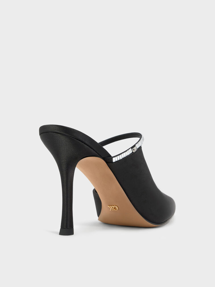 Gem D'Orsay Stiletto Mules, Black Textured, hi-res