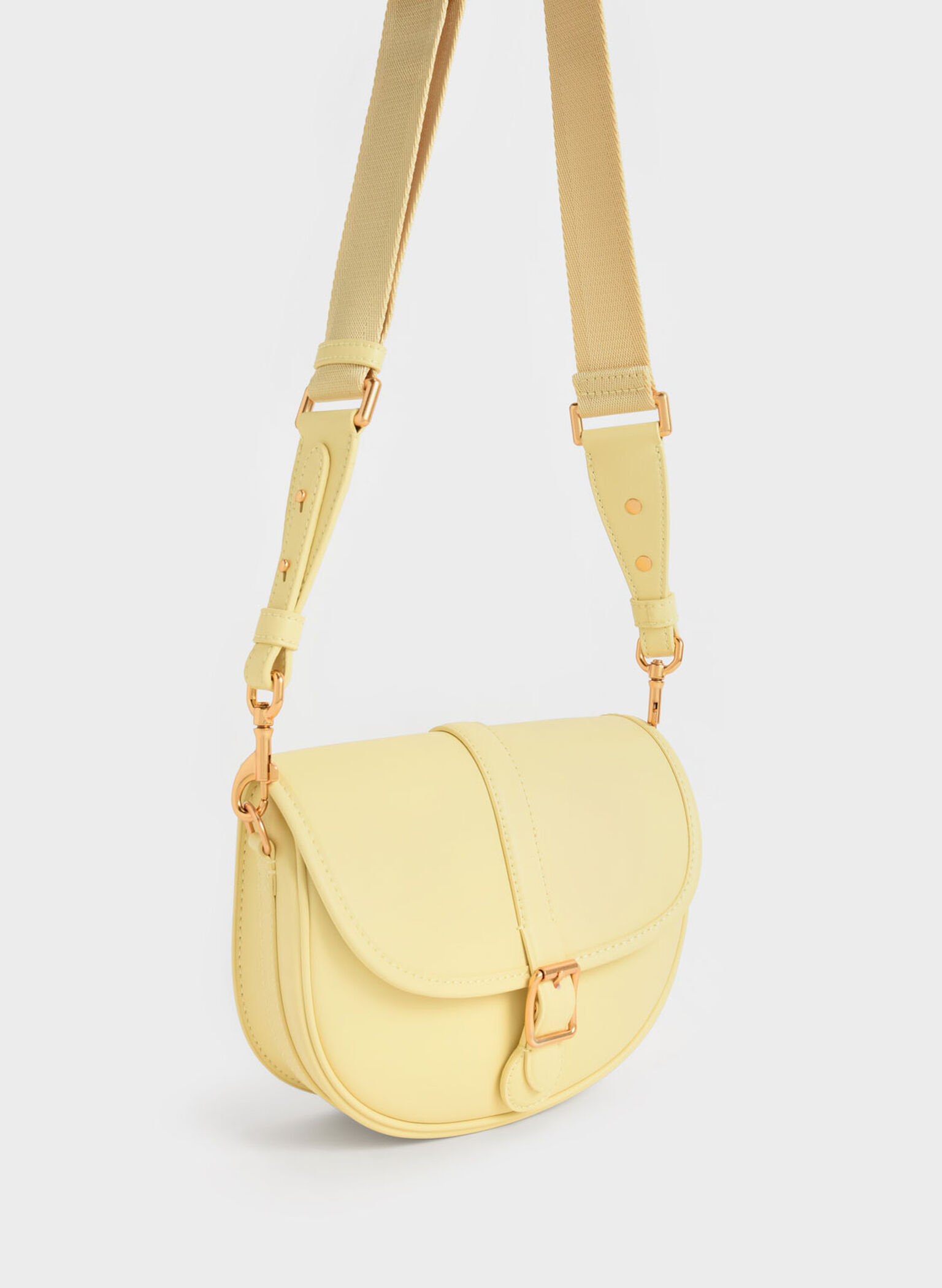 Flora Belted Saddle Bag, Yellow, hi-res