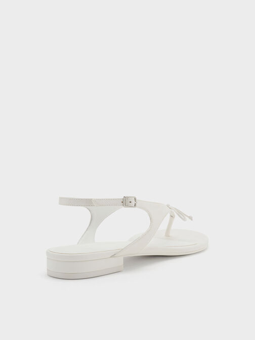 Bow Slingback Thong Sandals, White, hi-res