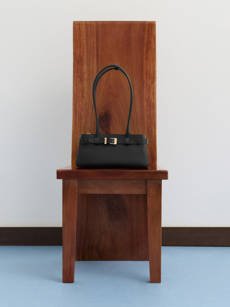 조디 레더 벨트 숄더백, 블랙, hi-res