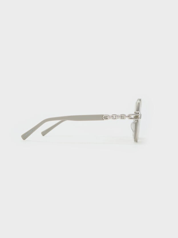 Delaney Chain-Link Butterfly Sunglasses, Minted Grey, hi-res