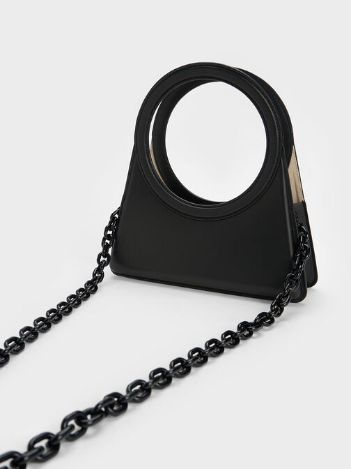 Camelia Circle Handle Geometric Bag, Black, hi-res
