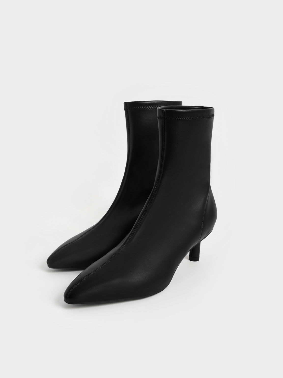 Cylindrical Heel Ankle Boots, Black, hi-res