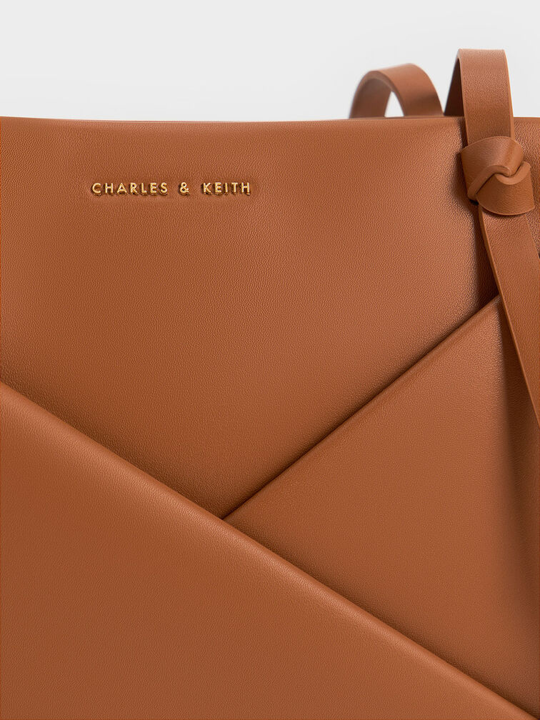 Camel Midori Geometric Tote Bag - CHARLES & KEITH SG