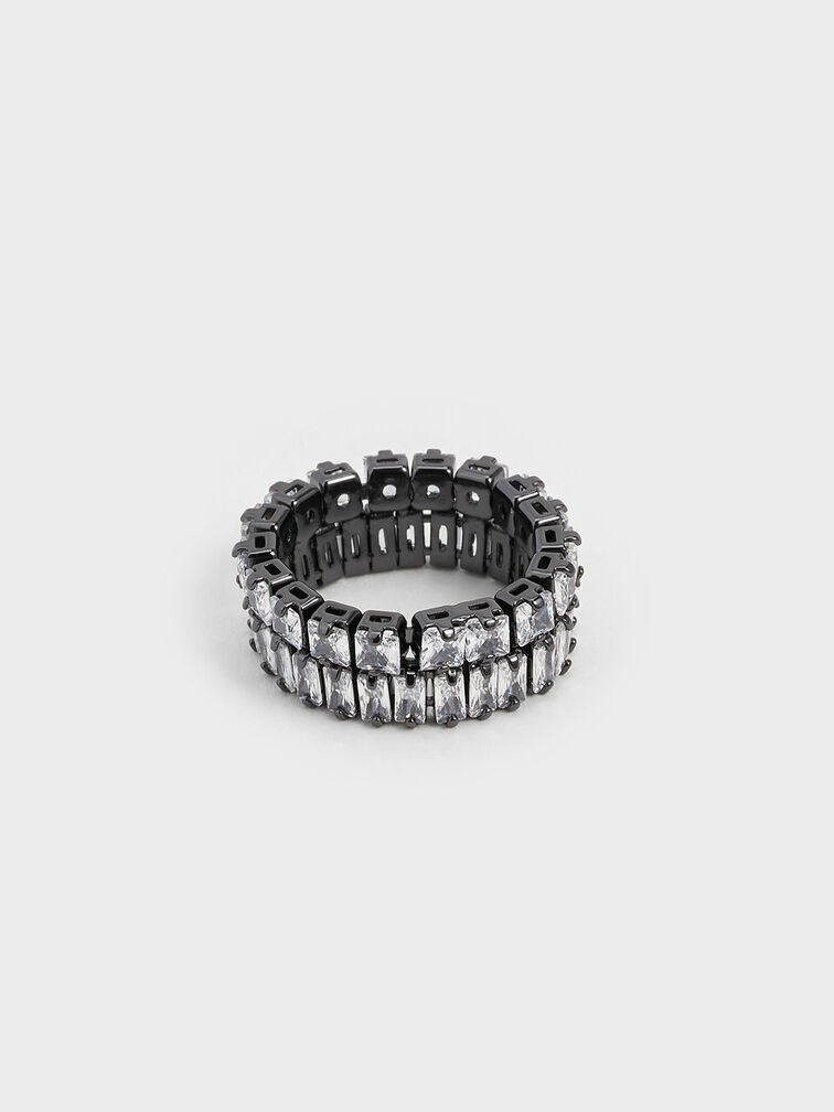 Crystal Double-Row Eternity Ring, Black, hi-res