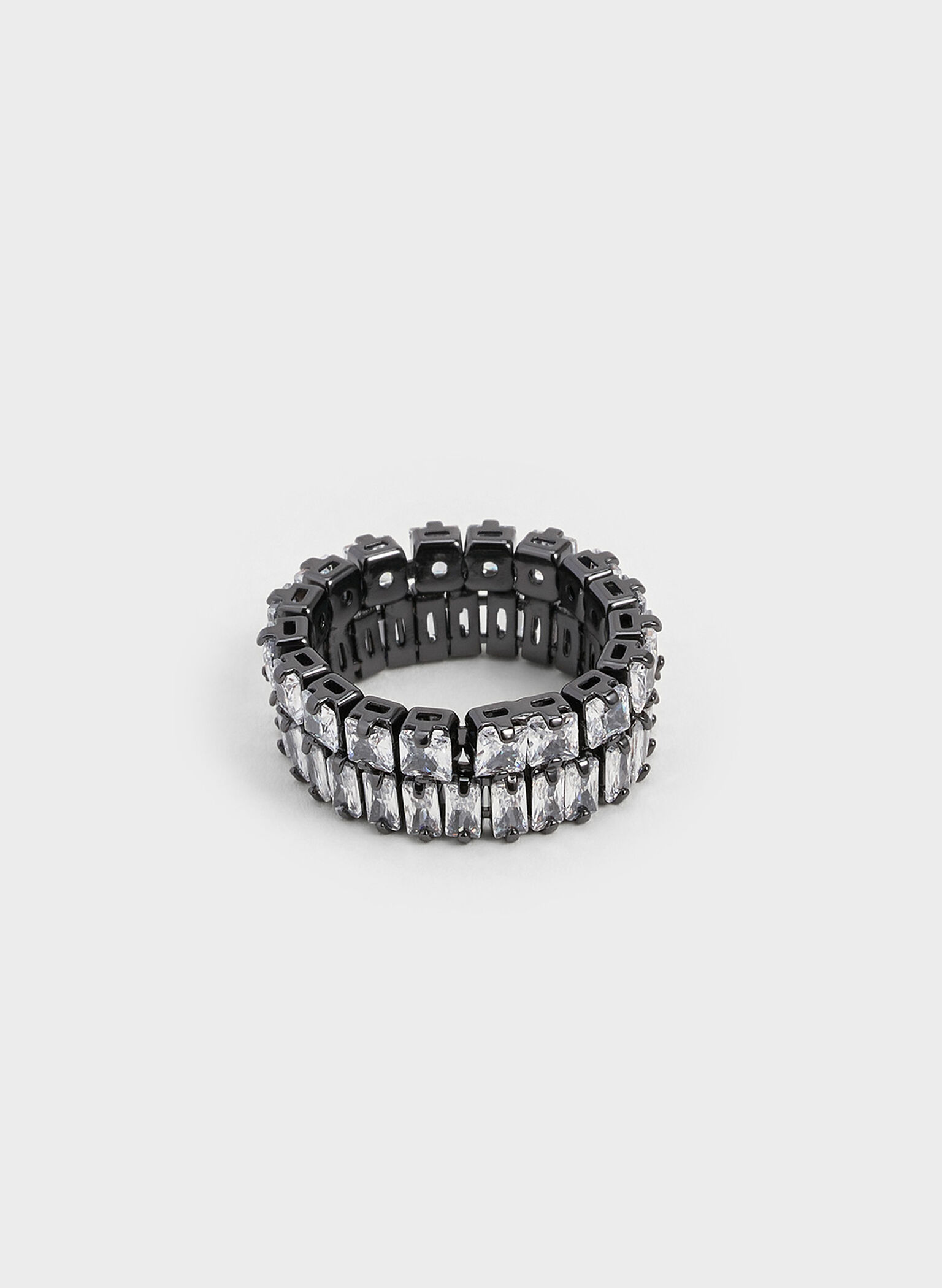 Crystal Double-Row Eternity Ring, Black, hi-res