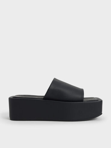 Square Toe Flatforms, Black, hi-res