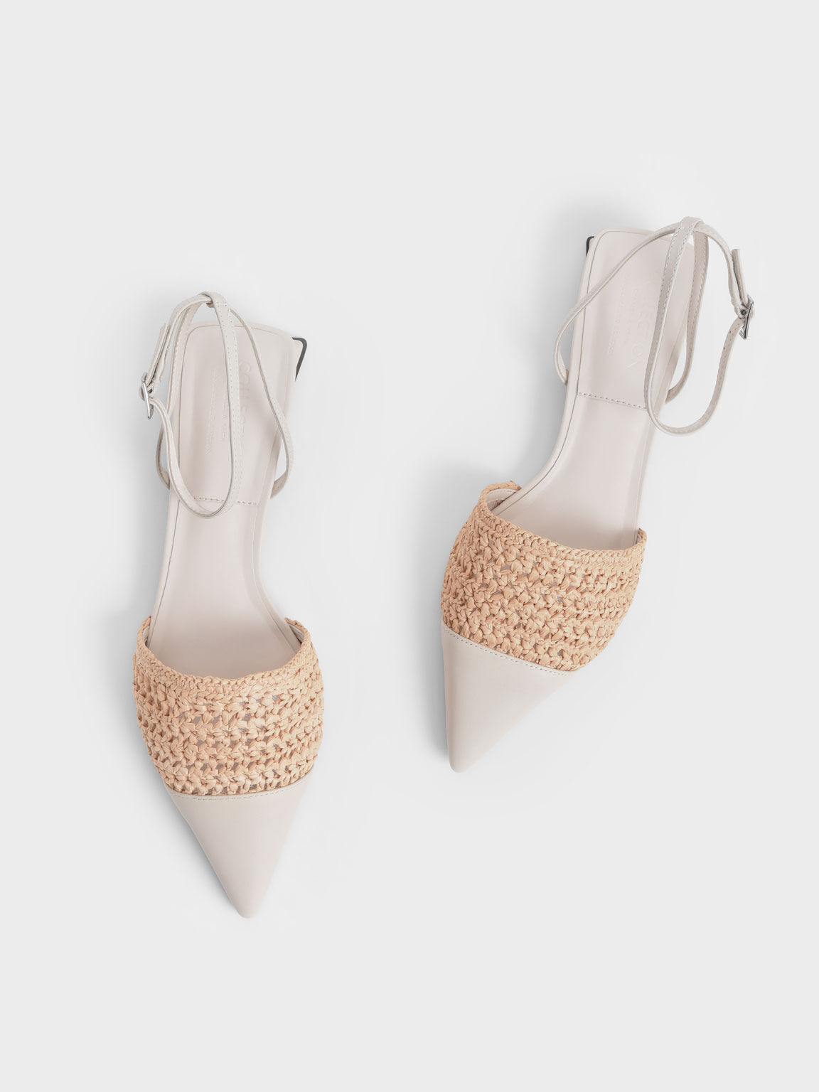 Leather & Raffia Ankle-Strap Pumps, Chalk, hi-res