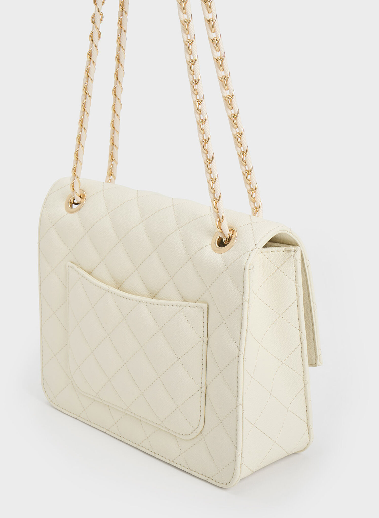 Cream Cressida Quilted Chain Strap Bag - CHARLES & KEITH US