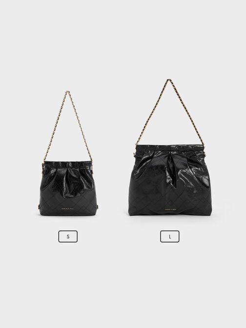 Duo Double Chain Hobo Bag, Black, hi-res