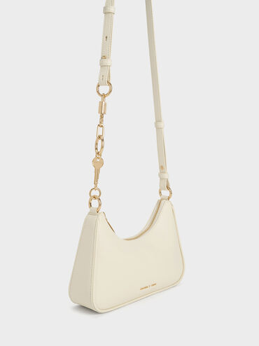 Lane Lock & Key Chain Handle Trapeze Bag, Cream, hi-res