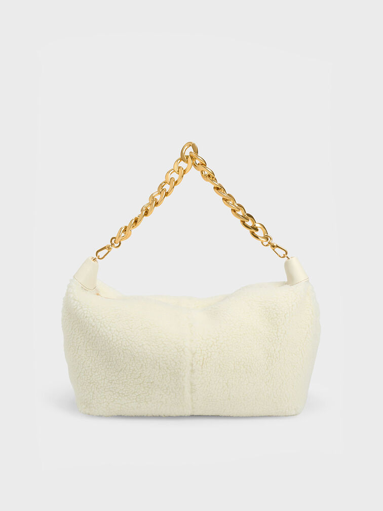 Chunky Chain Link Furry Hobo Bag, Multi, hi-res