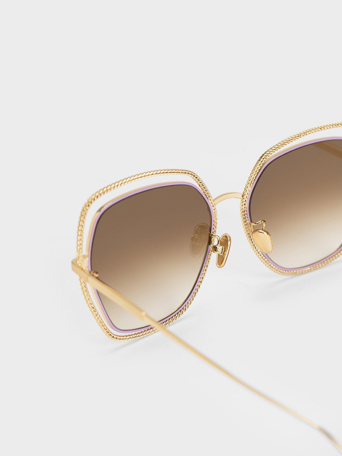 Cut-Out Double-Frame Butterfly Sunglasses, Violet, hi-res